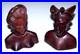 Vintage Bali Teak Wood Busts Pair Hand-Carved Balinese Sculpture Man Woman Rare