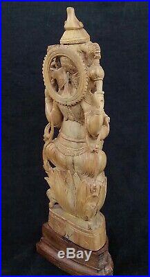 Vintage Bali finely carved Waru wood Ganesh Hindu god sculpture, 11.75 inches