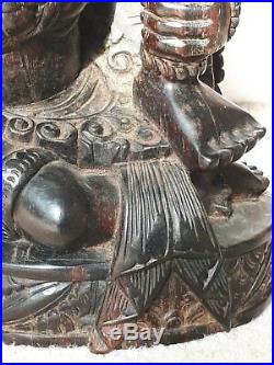 Vintage Bali wood carving original sculpture Vishna & baby on Garuda NJANA