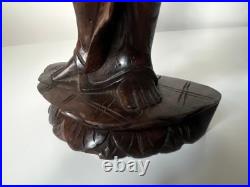 Vintage Balinese Carved Wood Sculpture Balinese Girl Woman Female With Offering