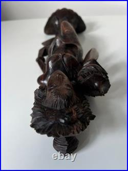 Vintage Balinese Carved Wood Sculpture Balinese Girl Woman Female With Offering