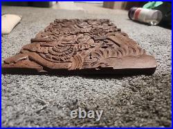 Vintage Balinese Carved Wood Sculpture Wall Panel