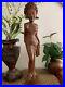 Vintage Balinese Lady In Native Dress Hand Carved Wood Sculpture 19 1/4 Tall