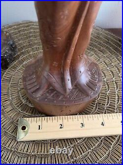 Vintage Balinese Lady In Native Dress Hand Carved Wood Sculpture 19 1/4 Tall