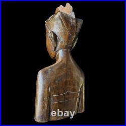 Vintage Balinese Priest Teak Wood Statue Sculpture Patina Collectable Bali Art