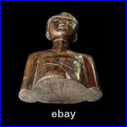 Vintage Balinese Priest Teak Wood Statue Sculpture Patina Collectable Bali Art