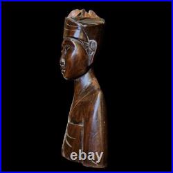 Vintage Balinese Priest Teak Wood Statue Sculpture Patina Collectable Bali Art
