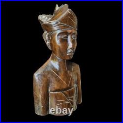 Vintage Balinese Priest Teak Wood Statue Sculpture Patina Collectable Bali Art