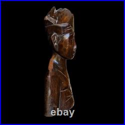 Vintage Balinese Priest Teak Wood Statue Sculpture Patina Collectable Bali Art
