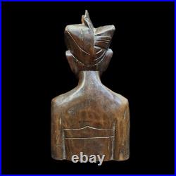 Vintage Balinese Priest Teak Wood Statue Sculpture Patina Collectable Bali Art