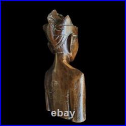 Vintage Balinese Priest Teak Wood Statue Sculpture Patina Collectable Bali Art