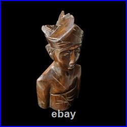 Vintage Balinese Priest Teak Wood Statue Sculpture Patina Collectable Bali Art