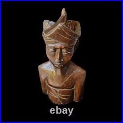 Vintage Balinese Priest Teak Wood Statue Sculpture Patina Collectable Bali Art