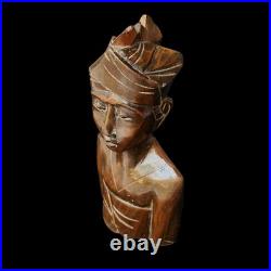 Vintage Balinese Priest Teak Wood Statue Sculpture Patina Collectable Bali Art