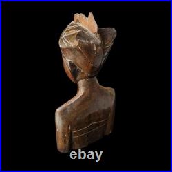 Vintage Balinese Priest Teak Wood Statue Sculpture Patina Collectable Bali Art