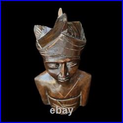 Vintage Balinese Priest Teak Wood Statue Sculpture Patina Collectable Bali Art