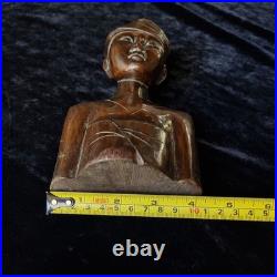 Vintage Balinese Priest Teak Wood Statue Sculpture Patina Collectable Bali Art