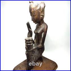 Vintage Balinese Woman Wood Sculpture Hand Carved Statue Bali Art Deco 10