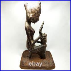 Vintage Balinese Woman Wood Sculpture Hand Carved Statue Bali Art Deco 10