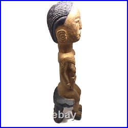 Vintage Baule Maternity Wood Sculpture Africa Woman Primitive Tribal Statue Art