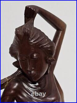 Vintage Beautiful Carved Balinese Indonesian Bali Wood Sculpture Signed RARE