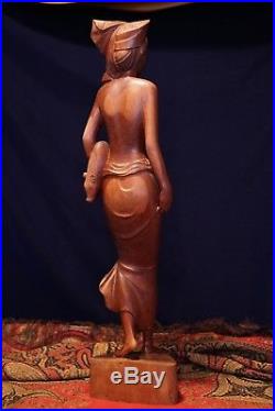 Vintage Beautiful Topless Woman Wood Carving, Sculpture, Art Statue 24 H