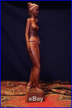Vintage Beautiful Topless Woman Wood Carving, Sculpture, Art Statue 24 H