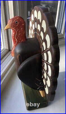 Vintage Beaver Creek Beaman, Iowa Hand Crafted Folk Art Style Wooden Turkey