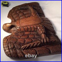 Vintage Bellamy Style Hand Carved Wood 29Wing Span Eagle, Shield Wall Hanger