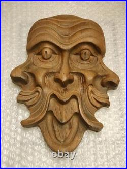 Vintage Berkeley House Green Man Wood Carving Italian Pagan Celtic Wall Plaque