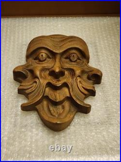 Vintage Berkeley House Green Man Wood Carving Italian Pagan Celtic Wall Plaque