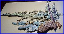 Vintage Bijan Sculpture Mountain Cabin Woods Brass Wall Art Rare C JERE ERA