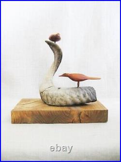 Vintage Bird Sculpture Found Object Folk Art with Carved Wooden Birds Unusual