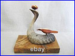 Vintage Bird Sculpture Found Object Folk Art with Carved Wooden Birds Unusual