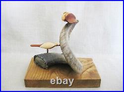 Vintage Bird Sculpture Found Object Folk Art with Carved Wooden Birds Unusual