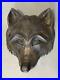 Vintage Black Forest Style Carved Oak Wall Hanging Folk Art Wolf Head