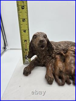 Vintage Black Forest Wood Carving Of Dog And Litter Puppies Feeding
