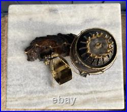 Vintage Brass Lighthouse Sculpture on Wood Base Mid-Century Nautical Art