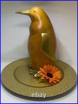 Vintage Brass & Wood Penguin Sculpture MCM (FREDRICK COOPER). Dapper little guy