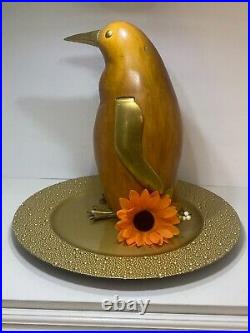 Vintage Brass & Wood Penguin Sculpture MCM (FREDRICK COOPER). Dapper little guy