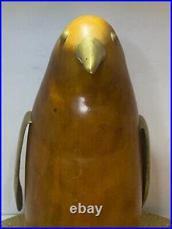 Vintage Brass & Wood Penguin Sculpture MCM (FREDRICK COOPER). Dapper little guy