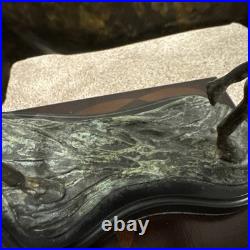 Vintage Bronze Horse Sculpture Statue on Wood Base Equestrian Deco