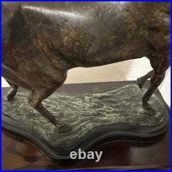 Vintage Bronze Horse Sculpture Statue on Wood Base Equestrian Deco