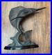 Vintage Bronze Marlin Sculpture On Wood Base
