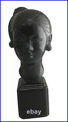 Vintage Bronze Women Bust Statue On Wood Base By Gia-Loi (11)