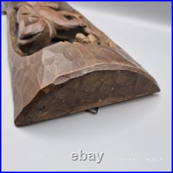 Vintage Brown Wooden Hand Carved Sculpture Squirrel with Acorn 18 Tall