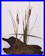 Vintage Brutalist Curtis Jere Style Metal Cattails Sculpture on Wood 15x13x5