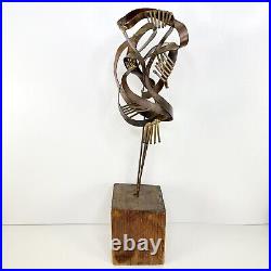 Vintage Brutalist Modern JACK BOYD PAL KEPENYES Bronze On Wood Art Sculpture 70s