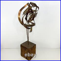 Vintage Brutalist Modern JACK BOYD PAL KEPENYES Bronze On Wood Art Sculpture 70s