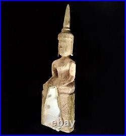 Vintage Buddha Wood Sculpture Rare Gautama Statue Figurine Primitive Fine Art